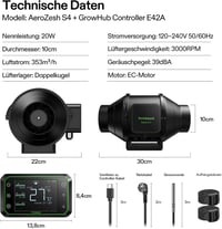 VIVOSUN AeroZesh S4 100mm Csatornaventilátor 353 m³/h EC Motor WLAN Vezérlővel 8