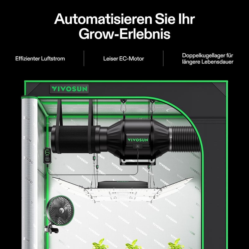 VIVOSUN AeroZesh T4 100mm Csatornás Ventilátor 357 m³/h PWM Szabályozással