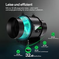 VIVOSUN AeroZesh T6 150mm szellőzőcsatorna szett 693 m³/h ventilátorral, szénszűrővel és szabályozóval 5