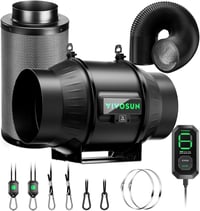 VIVOSUN AeroZesh T6 150mm szellőzőcsatorna szett 693 m³/h ventilátorral, szénszűrővel és szabályozóval 1