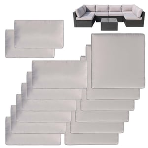 Husă de pernă pentru terasă VIXLON, înlocuire pentru perne de grădină 65x65x10,2 cm, impermeabilă, rezistentă la UV, cu fermoar, gri, 7 bucăți