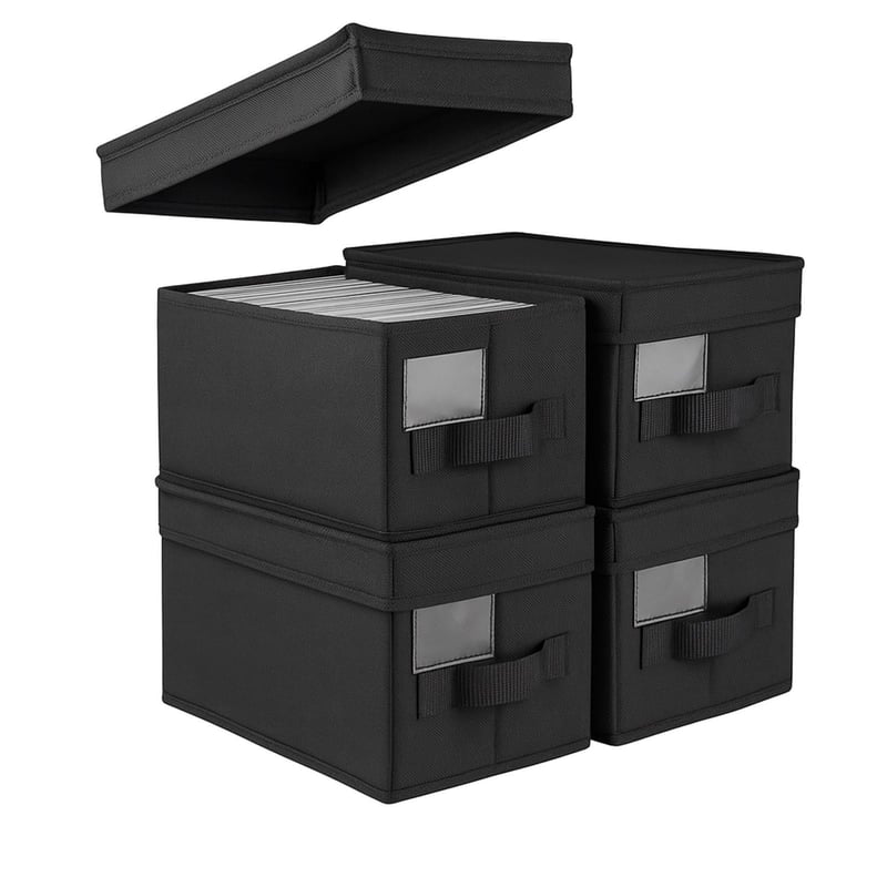 Set de 4 cutii de depozitare pliabile Vixzoid pentru CD-uri, cu capac, dimensiuni 35x17x14 cm