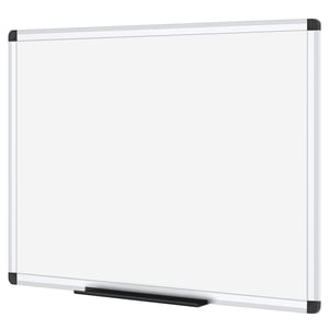Tablă magnetică albă VIZ-PRO cu ramă de aluminiu și tavă pentru markere, ștergere uscată, 90 x 60 cm, pentru uz școlar și de birou