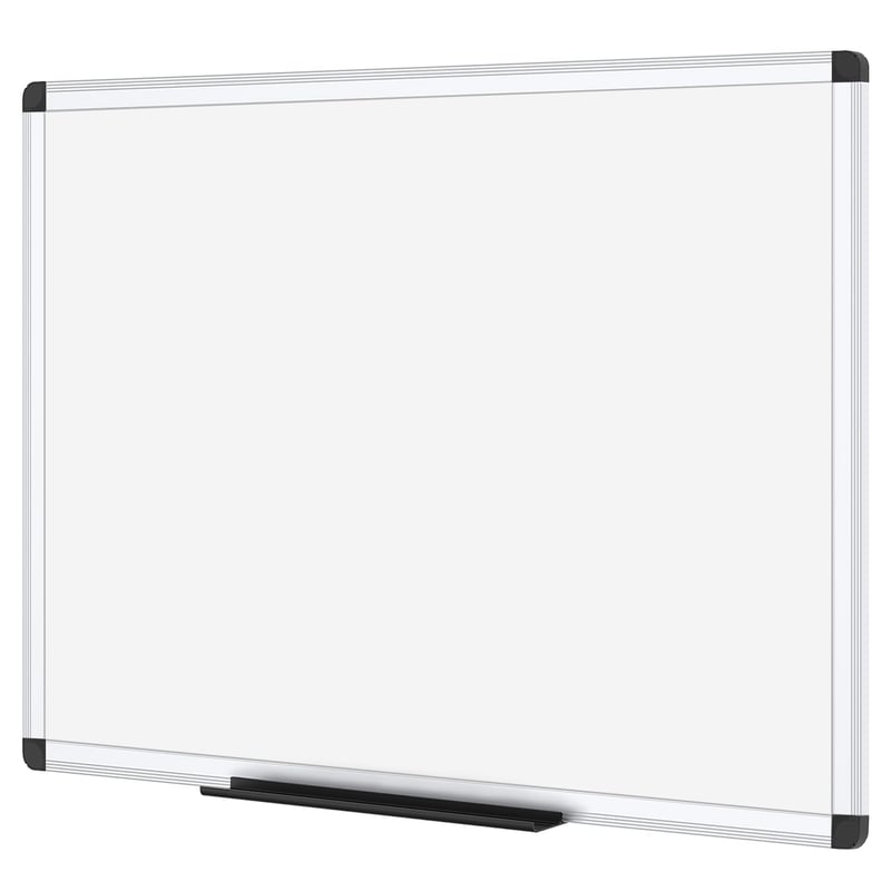 VIZ-PRO Mágneses Fehértábla Alumínium Kerettel és Markertartóval, Szárazon Törölhető, 90 x 60 cm, Irodai és Iskolai Használatra
