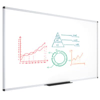 Magnetická tabuľa VIZ-PRO s hliníkovým rámom a odkladacou lištou na fixky, odolná proti poškriabaniu, 180 x 120 cm, na použitie v kanceláriách a školách 1