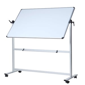 Mobilná otočná biela tabuľa VIZ-PRO 110x75 cm, obojstranná magnetická tabuľa s hliníkovým rámom, stojan na kolieskach