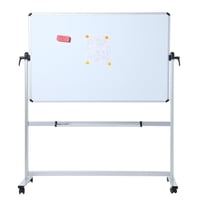 Mobilná otočná biela tabuľa VIZ-PRO 110x75 cm, obojstranná magnetická tabuľa s hliníkovým rámom, stojan na kolieskach 3
