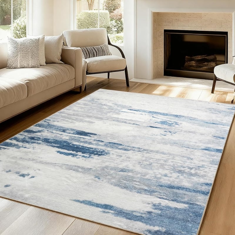 VK·LIVING Modern Szőnyeg 120x170 cm Puha Csúszásmentes Szürke Kék Nappali Hálószoba