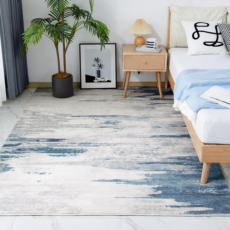 VK·LIVING Modern Szőnyeg 120x170 cm Puha Csúszásmentes Szürke Kék Nappali Hálószoba