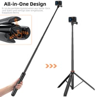 Vkesen 136 cm Selfie Stick statív pre DJI Osmo Pocket 3/4/4P, GoPro Hero 13/12/11/10/9, Osmo Action 5 Pro/4, akčné kamery AKASO EK7000, výsuvná rukoväť a statív 2 v 1 2