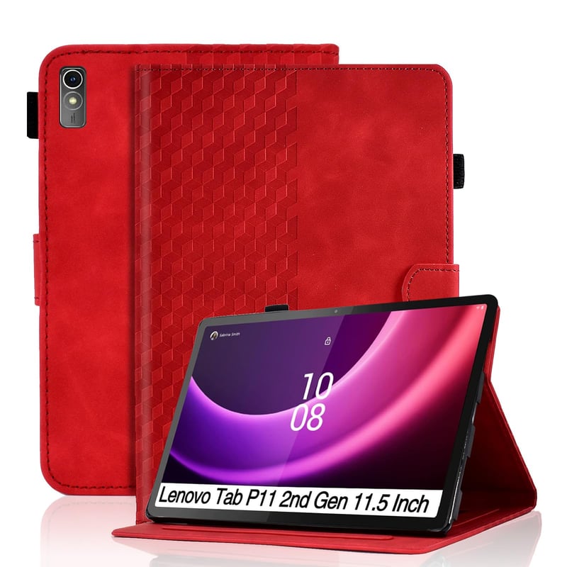 Husă tip flip din piele ecologică Vkooer pentru Lenovo Tab P11 2nd Gen / Pad Plus 2023 (11,5 inchi) TB350FU TB350XU, cu suport și compartiment pentru stylus, roșu