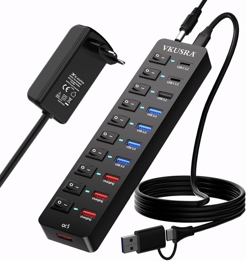 VKUSRA 11 portos USB-C 3.2 hub tápegységgel, 10Gbps adatátvitel
