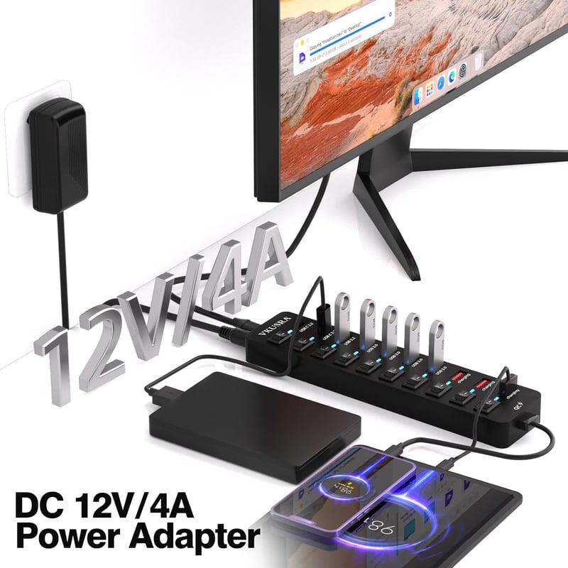 VKUSRA 11 portos USB-C 3.2 hub tápegységgel, 10Gbps adatátvitel
