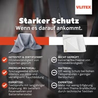 VLITEX Hasiaca deka 3x4 m XL – Požiarna ochrana lítiových batérií, ohňovzdorný silikón a E-sklenené vlákno, núdzová deka vyvinutá v Nemecku 7