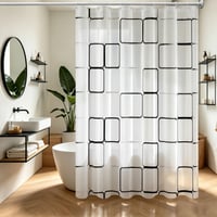 Perdea de duș Vllcsla 180x220 cm, extra lungă, din PEVA, pentru baie, rezistentă la mucegai, antibacteriană, lavabilă, cu model în carouri mari 2
