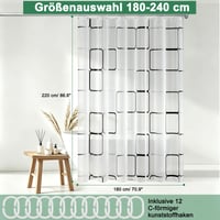 Perdea de duș Vllcsla 180x220 cm, extra lungă, din PEVA, pentru baie, rezistentă la mucegai, antibacteriană, lavabilă, cu model în carouri mari 3