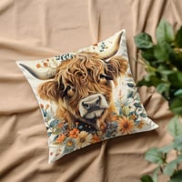 VLYX Highland Cattle Skót Dekoratív Párnahuzat Virágmintás Női Ajándék 4