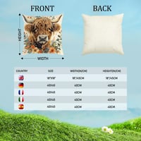VLYX Highland Cattle Skót Dekoratív Párnahuzat Virágmintás Női Ajándék 2