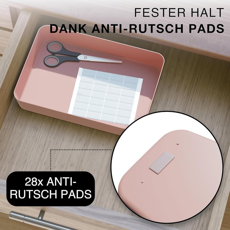 VMbathrooms Fiók Szervező Készlet Irodához és Otthonhoz, Praktikus Rendszereződobozok Rózsaszín