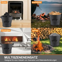 Vnierxful 10 literes hamutartó fedéllel, lapáttal és kefével - kandalló és grillhez 8