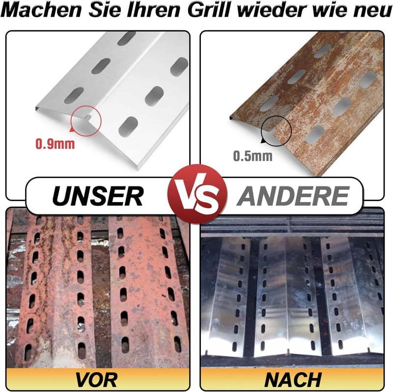 Vnierxful 36,5x12cm Rozsdamentes Grill Égőlap Takaró 3db Enders Chicago Boston Tepro Barbecook