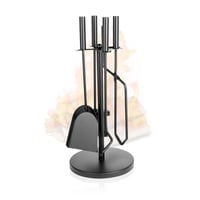 Vnierxful 5-dielna krbová súprava s drevenou rukoväťou, kované železo - čierna - 49 cm 1