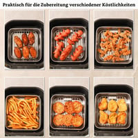 Tavă de copt pătrată din oțel inoxidabil VNLCPX cu grătar, 21x21x5 cm - Tavă compatibilă cu friteuza cu aer cald (Airfryer) și cuptorul 5