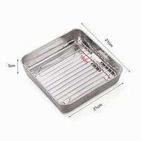 Tavă de copt pătrată din oțel inoxidabil VNLCPX cu grătar, 21x21x5 cm - Tavă compatibilă cu friteuza cu aer cald (Airfryer) și cuptorul 6