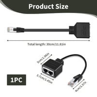 Adaptor Ethernet Vnuipofa RJ45 Splitter 1 tată la 2 mamă, 30 cm, pentru cablu de rețea Cat5, Cat5e, Cat6, Cat7, TV, Router, Computer, LAN 2