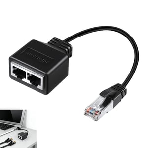 Adaptor Ethernet Vnuipofa RJ45 Splitter 1 tată la 2 mamă, 30 cm, pentru cablu de rețea Cat5, Cat5e, Cat6, Cat7, TV, Router, Computer, LAN
