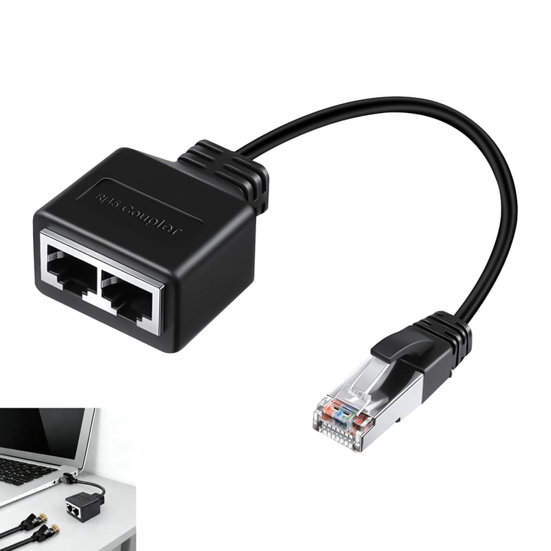 Adaptor Ethernet Vnuipofa RJ45 Splitter 1 tată la 2 mamă, 30 cm, pentru cablu de rețea Cat5, Cat5e, Cat6, Cat7, TV, Router, Computer, LAN