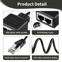 Adaptor Ethernet Vnuipofa RJ45 Splitter 1 tată la 2 mamă, 30 cm, pentru cablu de rețea Cat5, Cat5e, Cat6, Cat7, TV, Router, Computer, LAN 3