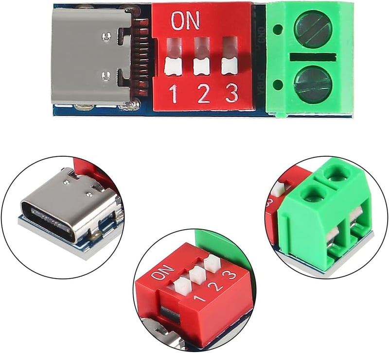VOANZO USB-C PD Trigger Board gyorstöltéshez 5V-20V Power Delivery modul