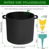 Voarge 5 db Növénynevelő Zsák 12L Burgonya Paradicsom Paprika Virág Termesztéshez 5