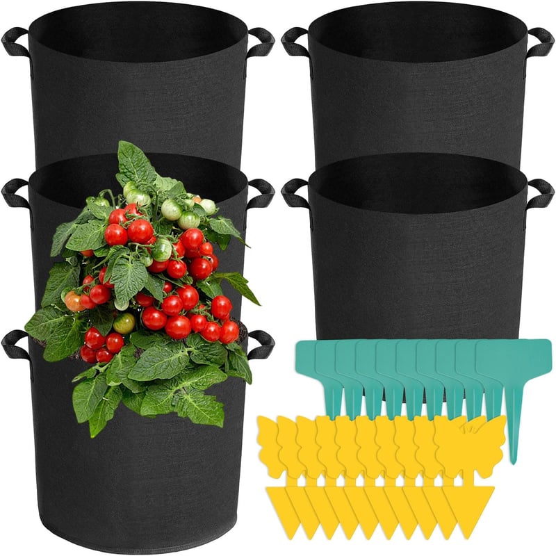 Voarge 5 db Növénynevelő Zsák 12L Burgonya Paradicsom Paprika Virág Termesztéshez