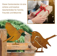 Voarge 5 db Rozsdás Madár Kerti Dekoráció - Patinás Vas Madár Figurák Fára, Kerítésre - Kézműves Fém Kerti Díszek Rögzítőcsavarral 5