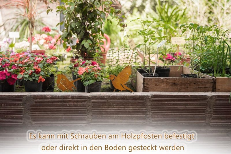Voarge 5 db Rozsdás Madár Kerti Dekoráció - Patinás Vas Madár Figurák Fára, Kerítésre - Kézműves Fém Kerti Díszek Rögzítőcsavarral