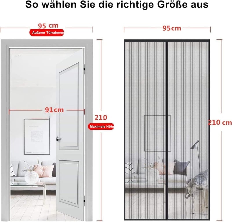 Voarge Mágneses Szúnyogháló Ajtóra 95x210cm - Ragasztós Szerelés
