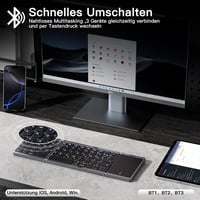 Vobafe Bluetooth Összecsukható Billentyűzet Touchpaddal, Hordozható Vezeték Nélküli QWERTZ 2