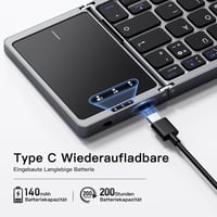 Vobafe Bluetooth Összecsukható Billentyűzet Touchpaddal, Hordozható Vezeték Nélküli QWERTZ 5
