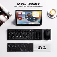 Vobafe Bluetooth Összecsukható Billentyűzet Touchpaddal, Hordozható Vezeték Nélküli Mini Billentyűzet QWERTZ - 2-black 3