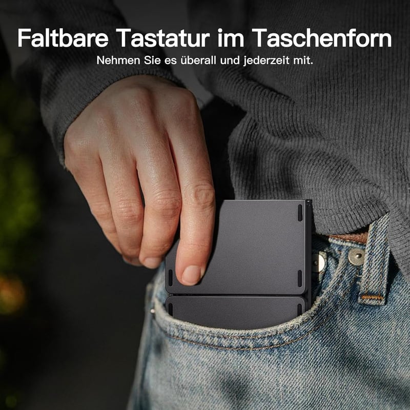Vobafe Bluetooth Összecsukható Billentyűzet Touchpaddal, Hordozható Vezeték Nélküli QWERTZ