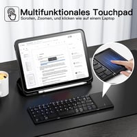 Vobafe Bluetooth Összecsukható Billentyűzet Touchpaddal, Hordozható Vezeték Nélküli Mini Billentyűzet QWERTZ - 2-black 4