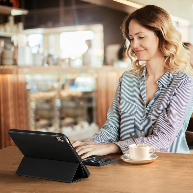Vobafe Bluetooth Összecsukható Billentyűzet Touchpaddal, Hordozható Vezeték Nélküli Mini Billentyűzet QWERTZ - 2-black