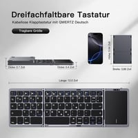 Vobafe Bluetooth Összecsukható Billentyűzet Touchpaddal, Hordozható Vezeték Nélküli QWERTZ 7