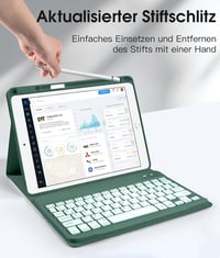 Vobafe iPad 10.2" Tok Billentyűzettel 7-9. Generáció Zöld Világítás - Pine Green 8