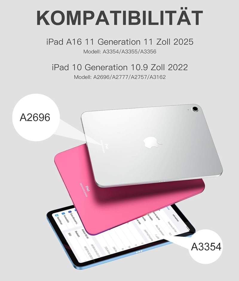 Vobafe iPad 11 10.9 Tok Billentyűzettel Mágneses Levehető QWERTZ Világító