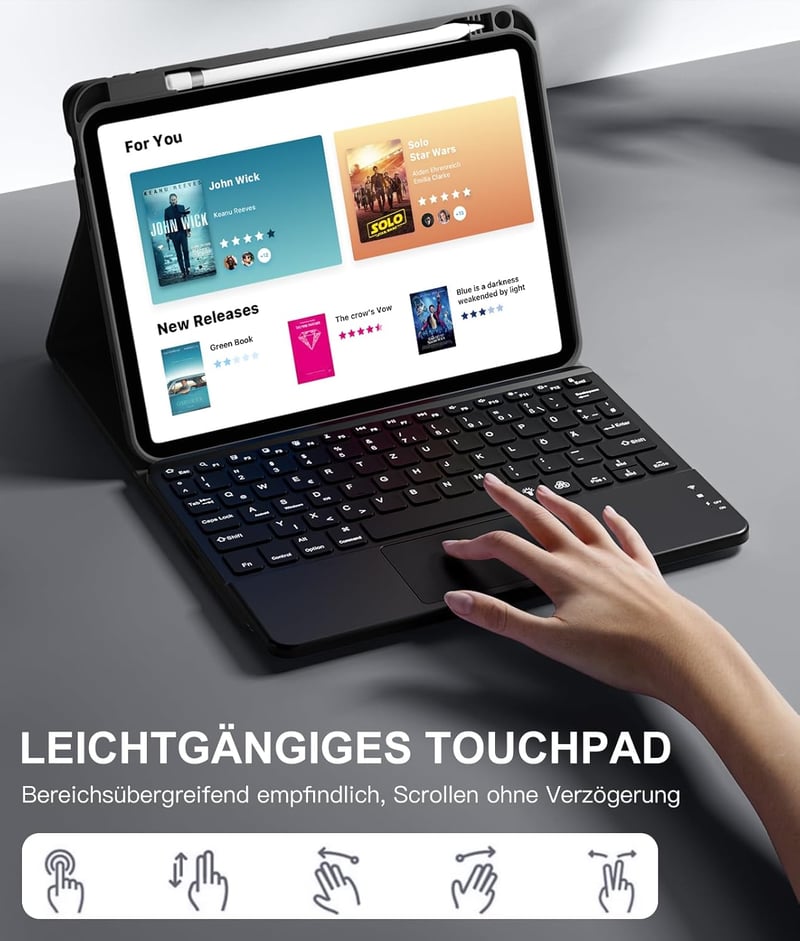 Vobafe iPad 11 10.9 Tok Billentyűzettel Mágneses Levehető QWERTZ Világító
