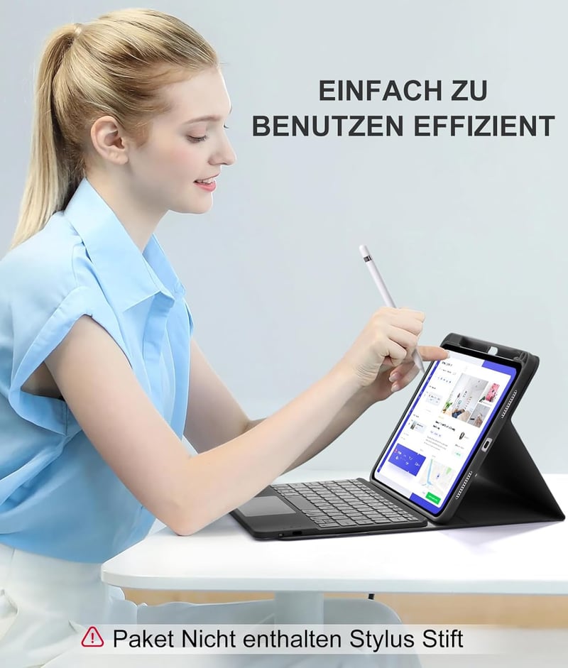 Vobafe iPad 11 10.9 Tok Billentyűzettel Mágneses Levehető QWERTZ Világító