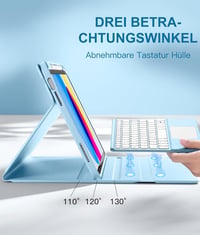Vobafe iPad 11 10 Billentyűzetes Tok Érintőpaddal Világító QWERTZ Világoskék - lightblue 5